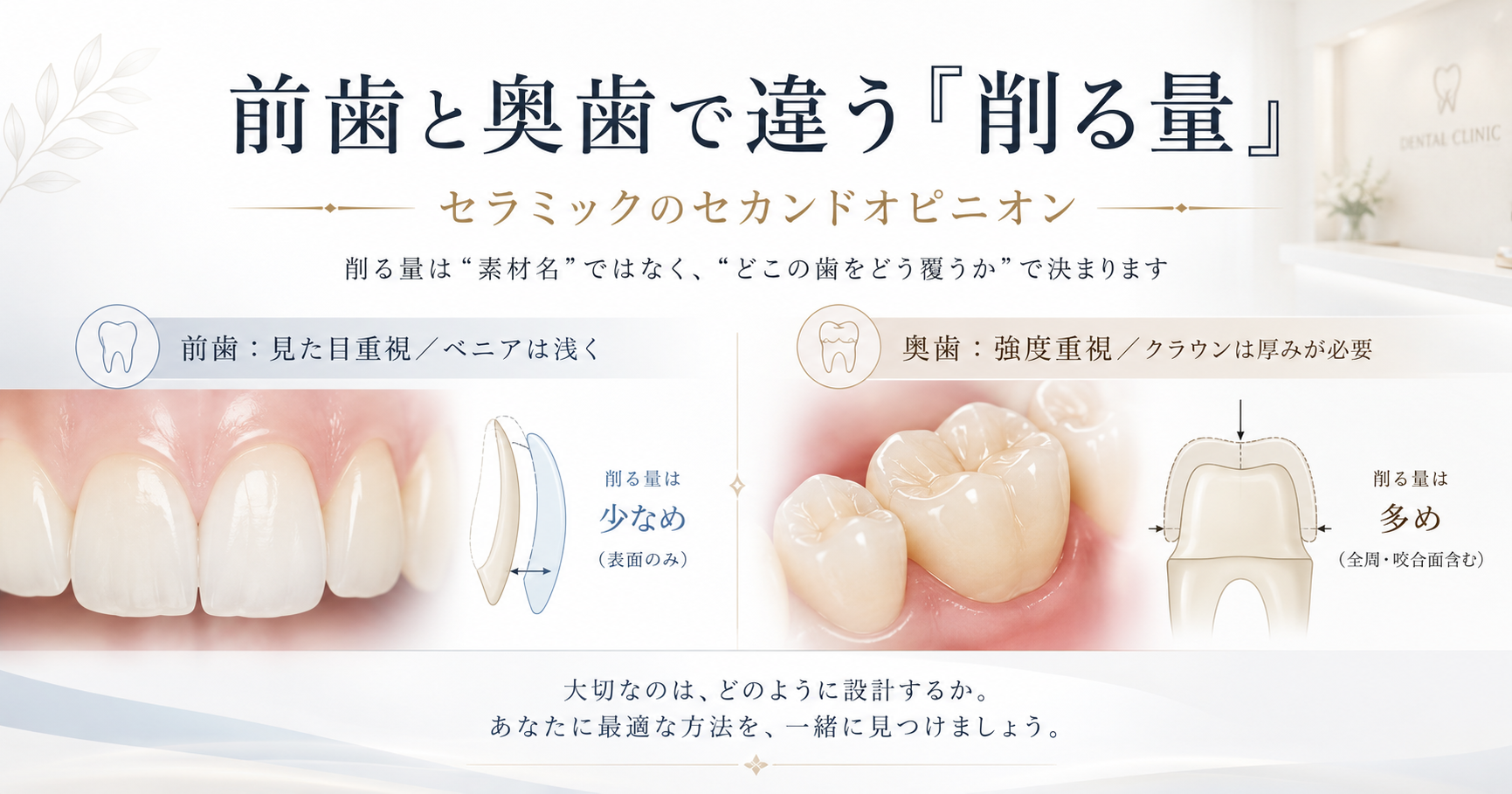 前歯と奥歯で違う「削る量」｜セラミックのセカンドオピニオン