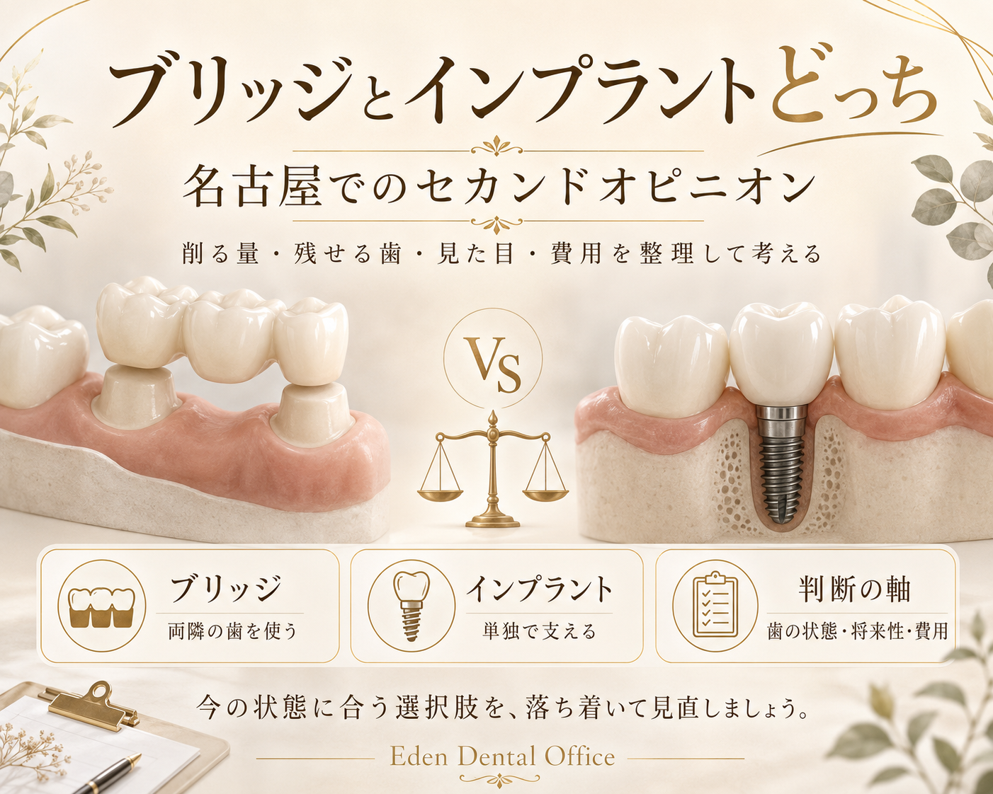 「ブリッジとインプラントどっち」名古屋でのセカンドオピニオン