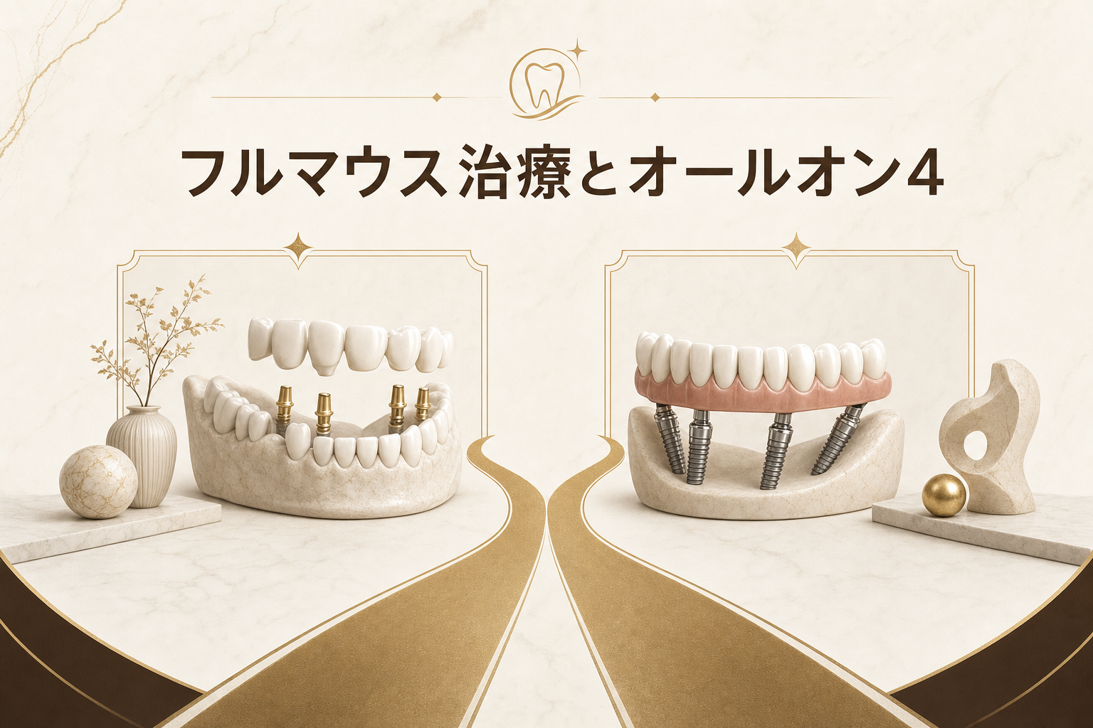 フルマウス治療とオールオン4の違い【完全ガイド】名古屋の補綴専門医が解説
