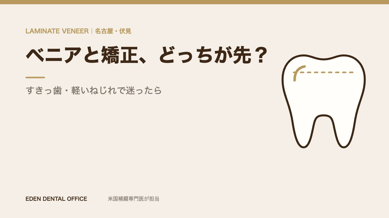 ベニアと矯正、どっちが先?|すきっ歯・軽いねじれで迷ったら|名古屋エデンデンタルオフィス