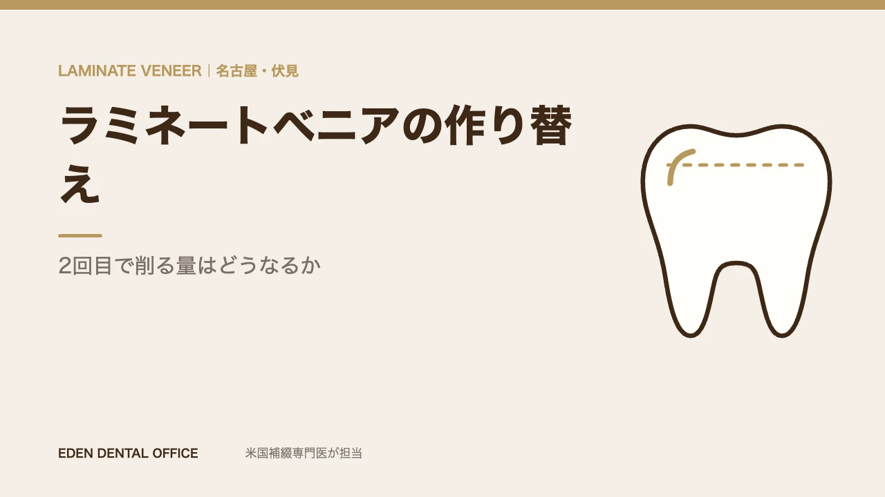 ラミネートベニアの作り替え｜2回目で削る量はどうなるか
