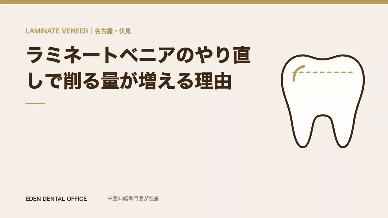 ラミネートベニアのやり直しで削る量が増える理由|名古屋エデンデンタルオフィス